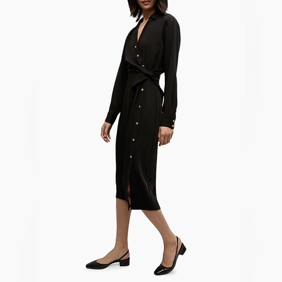 navy blue a line midi dress Fitted Smocked Georgette A-Line Midi Dress  Akris Inc